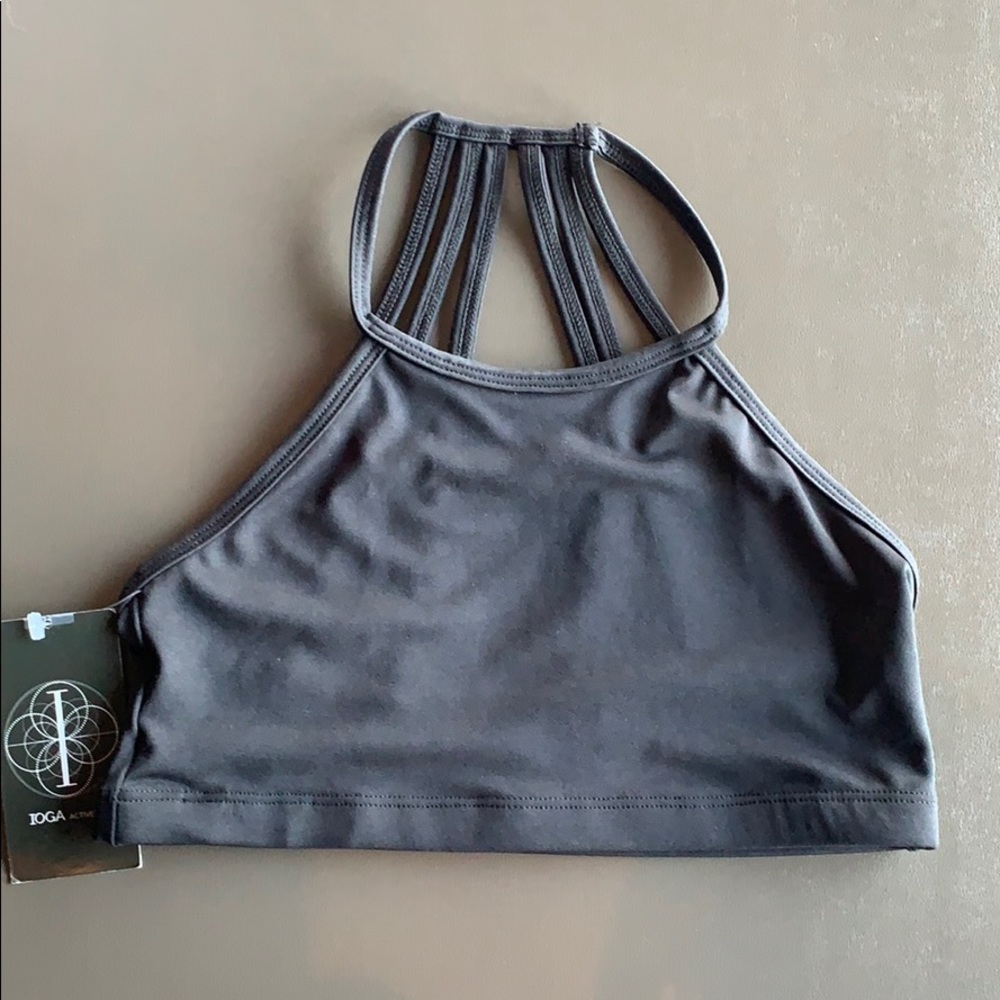 IOGA black sports bra with strappy back